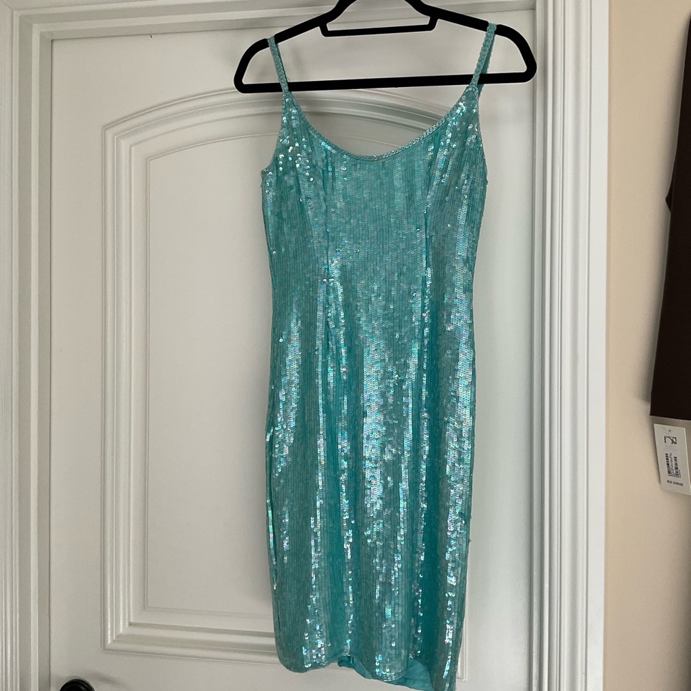 Swee Lo Turquoise Sequin Dress